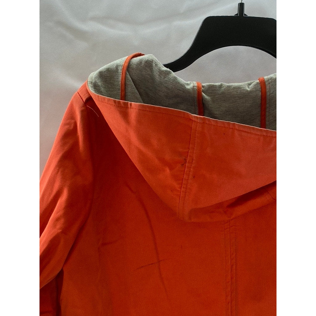 TOPSHOP Women's Orange Snap-Button Full-Zip Drawstring Hem Jacket SZ 2