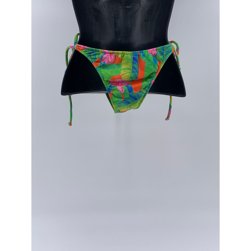 FARM Women's Green Tropical Floral Side-Tie Bikini Bottom SZ M