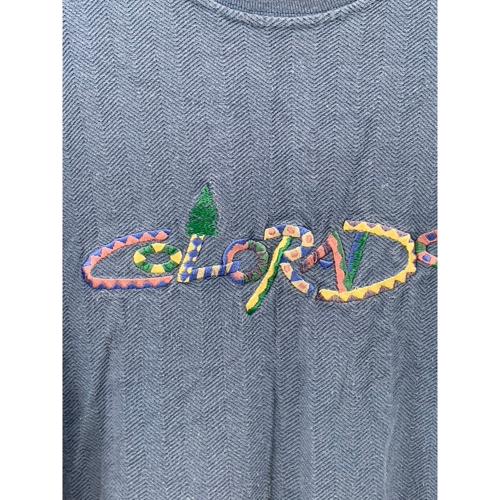 FIRST CHOICE Men's Blue Vintage Textured Embroidered Multi-Print Logo Shirt SZXL