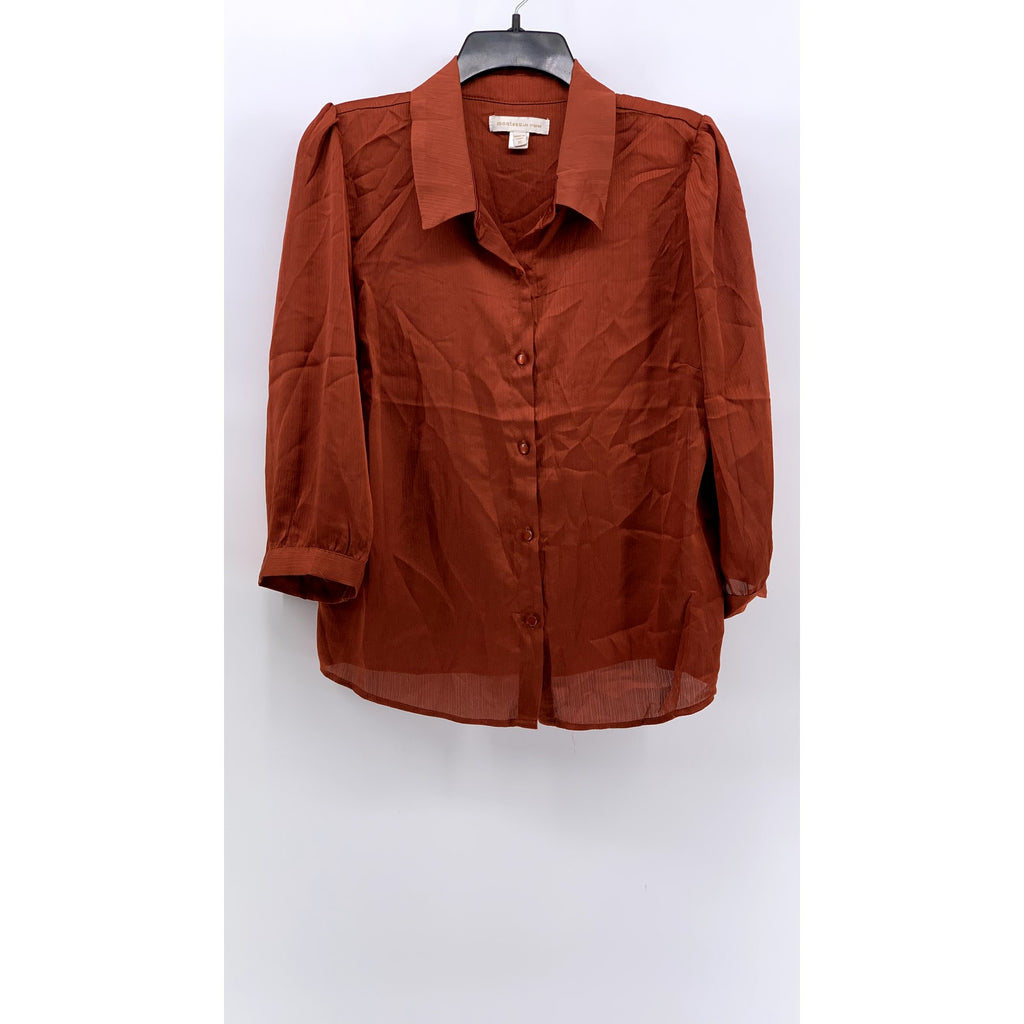 MONTEAU LOS ANGELES Women's Orange Button-Up Top SZ XL