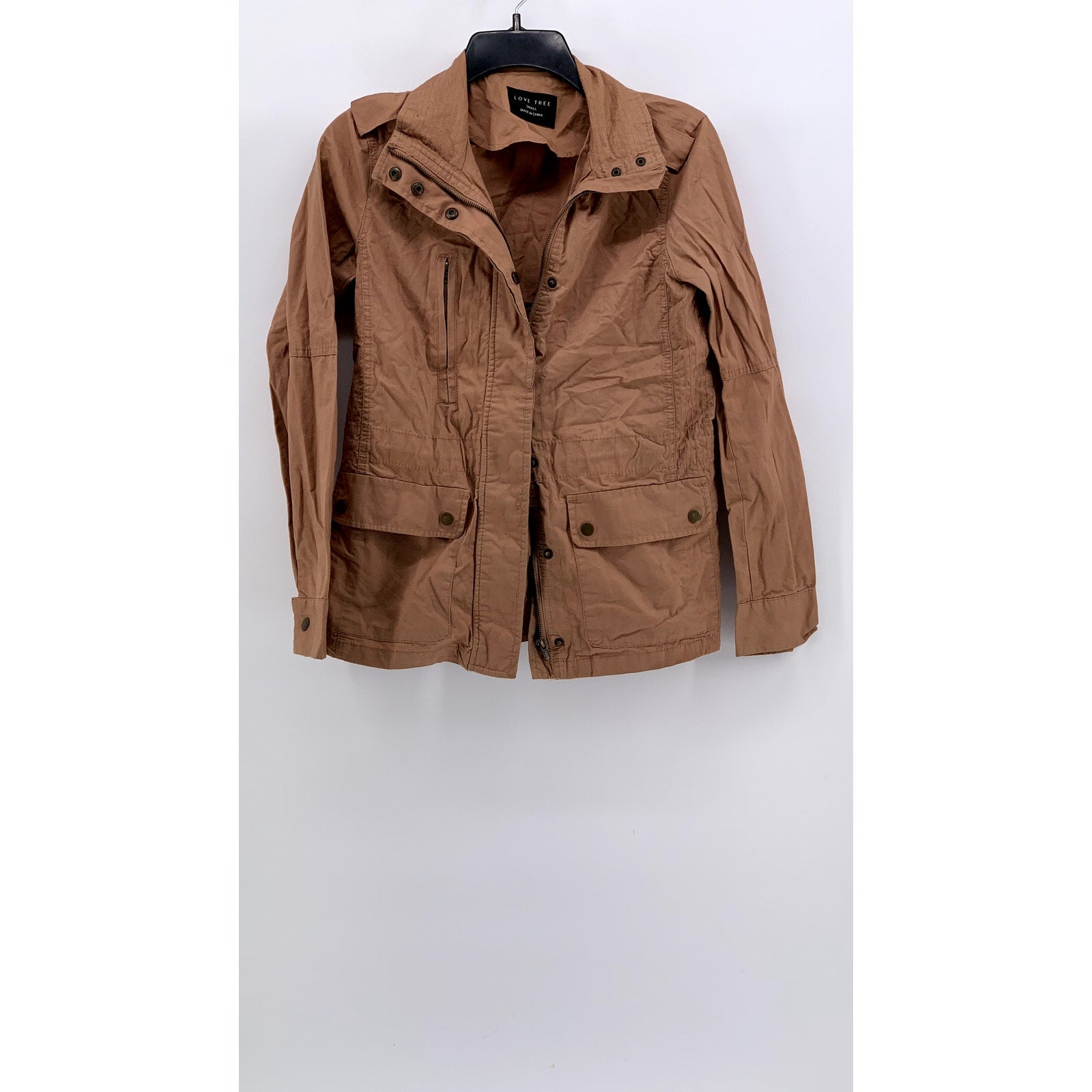 LOVE TREE Women's Tan Double Closure Cotton Long Sleeve Jacket SZ S
