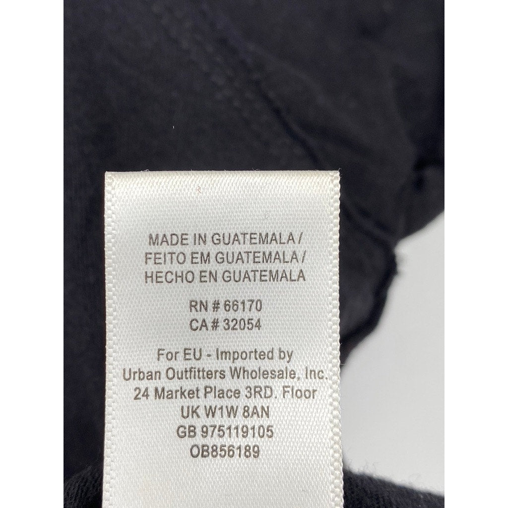 WE THE FREE Women's Black Solid Crewneck Short Rolled Sleeve Cropped Top SZ S