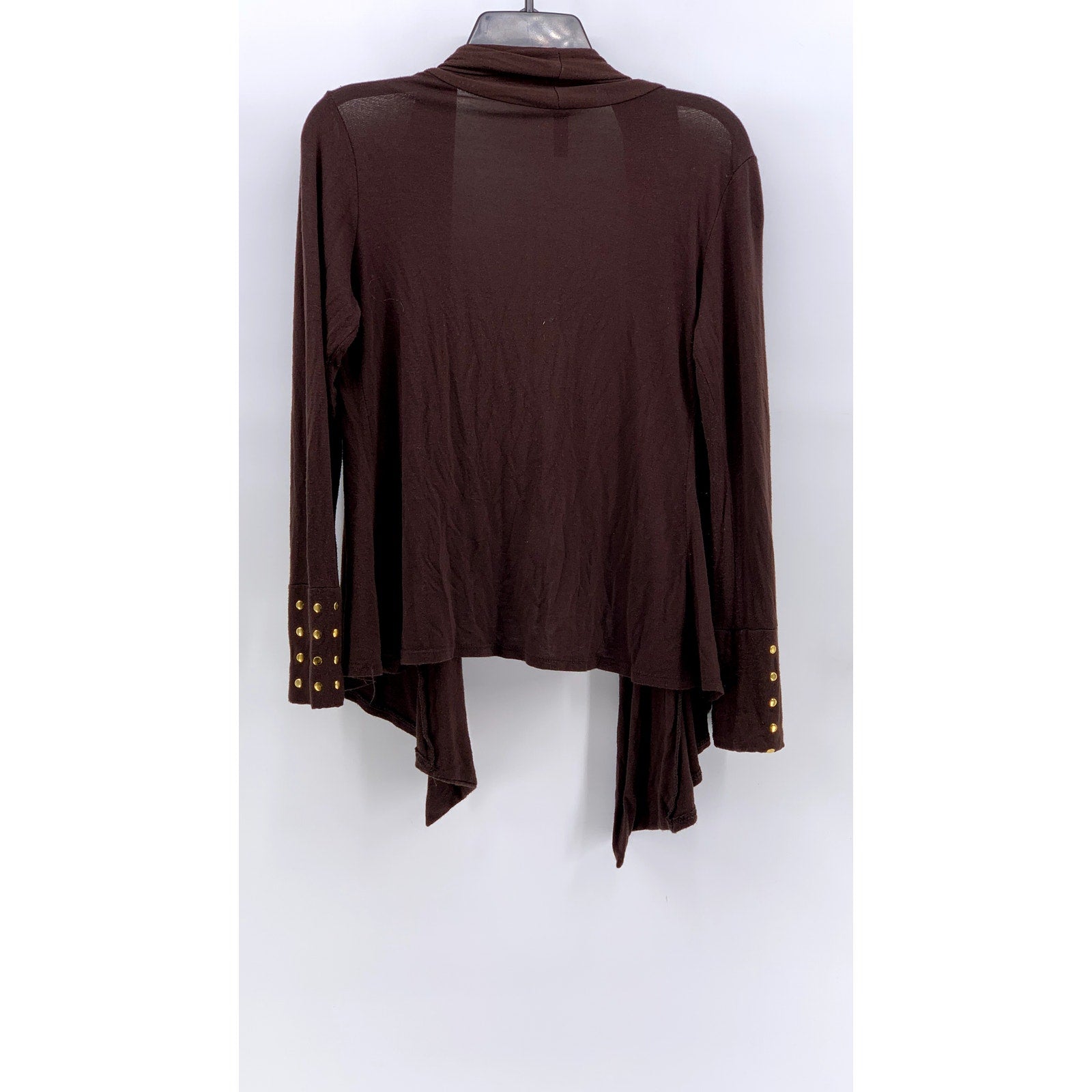 JASON MAXWELL Women's Brown Studded Open Front Cardigan SZ M