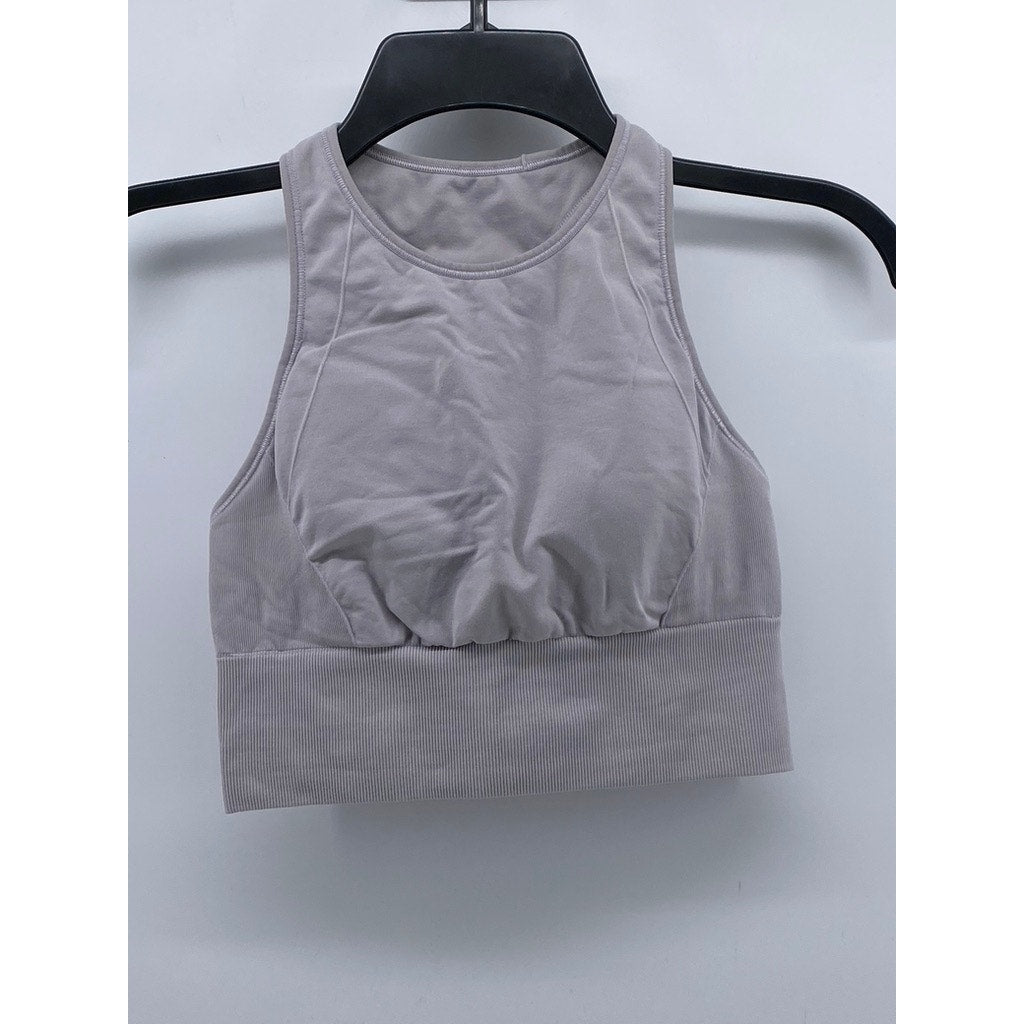 LULULEMON Women's Light Gray Crewneck Racerback Pullover Padded Sports Bra SZ XS