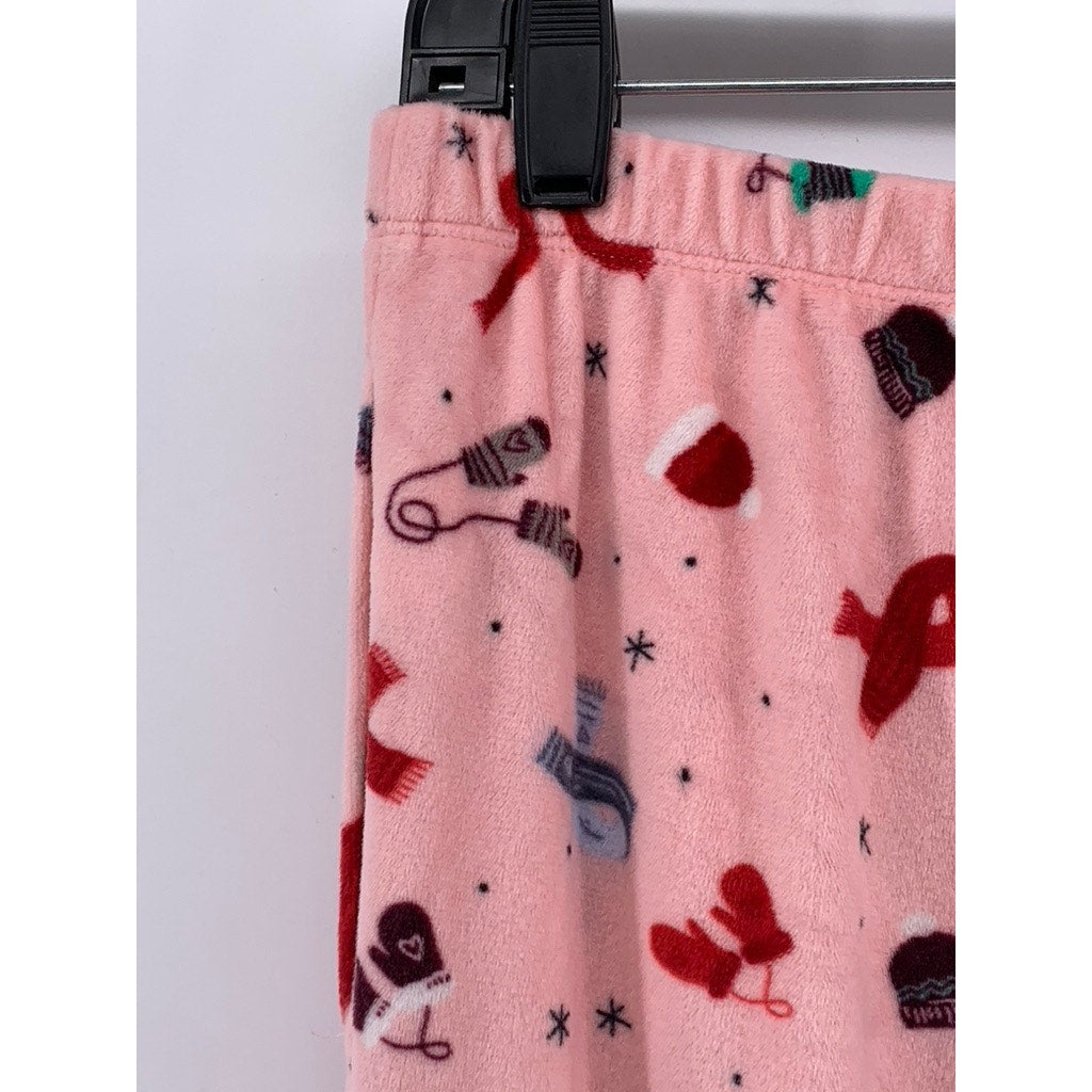 JOYSPUN Women's Pink Christmas Print Fleece Pajama Pants SZ S