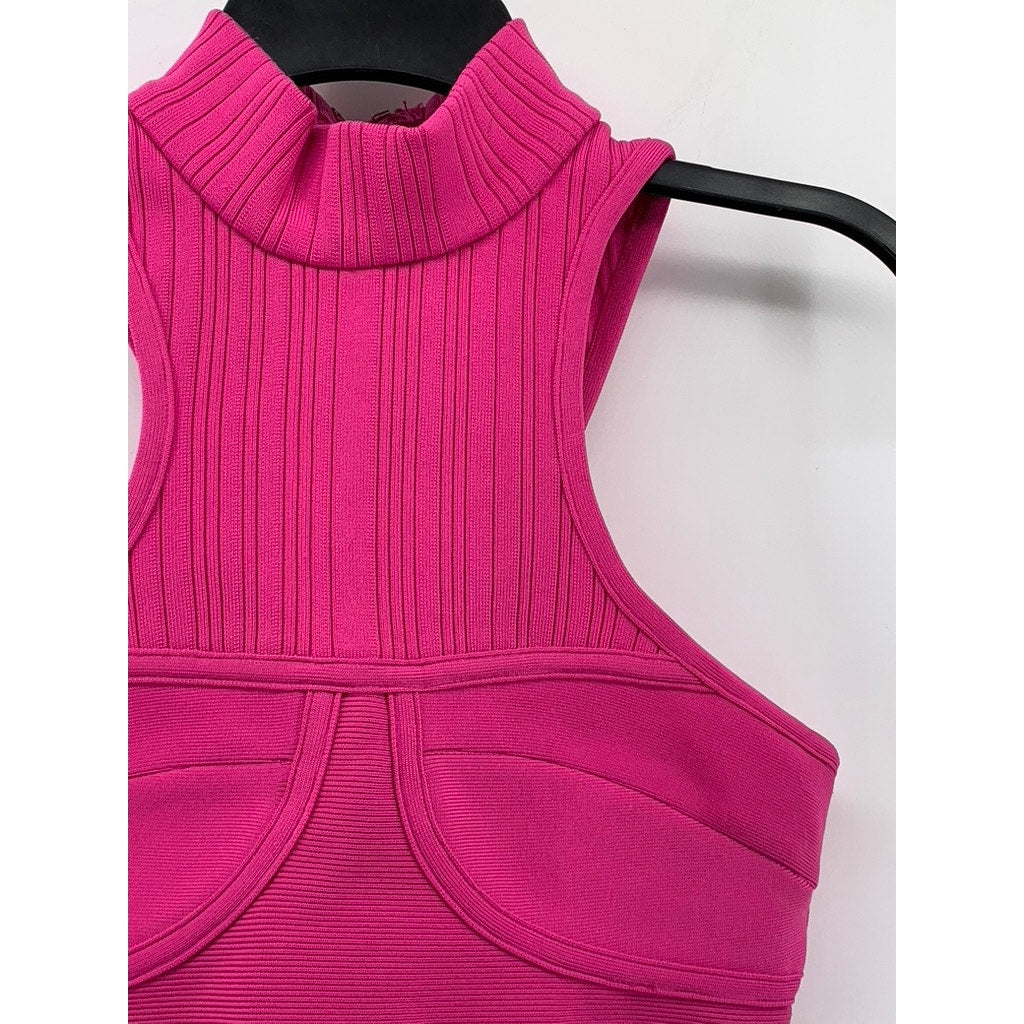 FOREVER 21 Women's Fuchsia Pink High-Neck Sleeveless Cropped Top SZ S