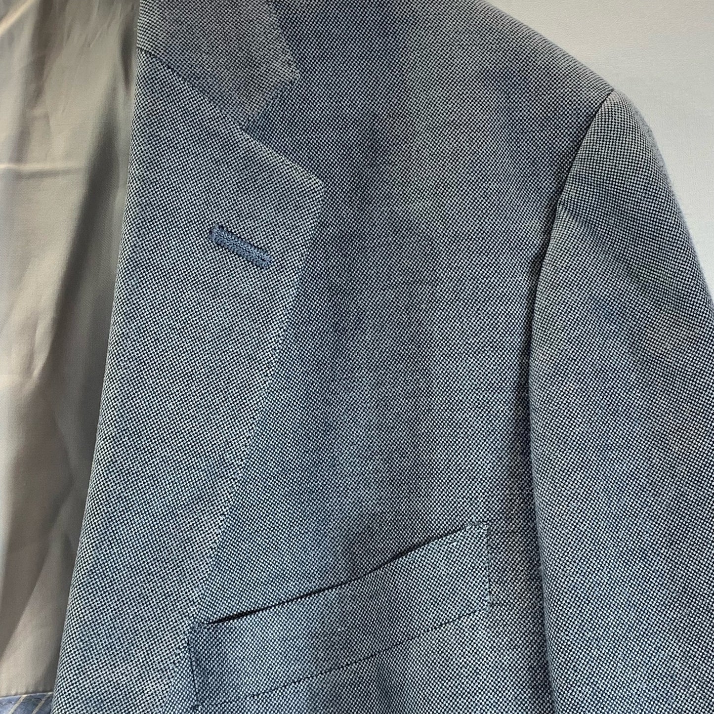 HART SCHAFFNER MARX Men's Blue Textured Two-Button Long Sport Coat SZ 44L