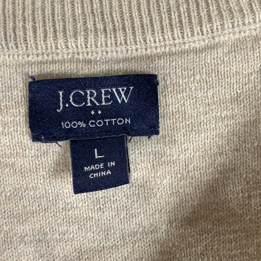J. CREW Men's Beige Cotton Crewneck Raglan Long Sleeve Pullover Sweater SZ L