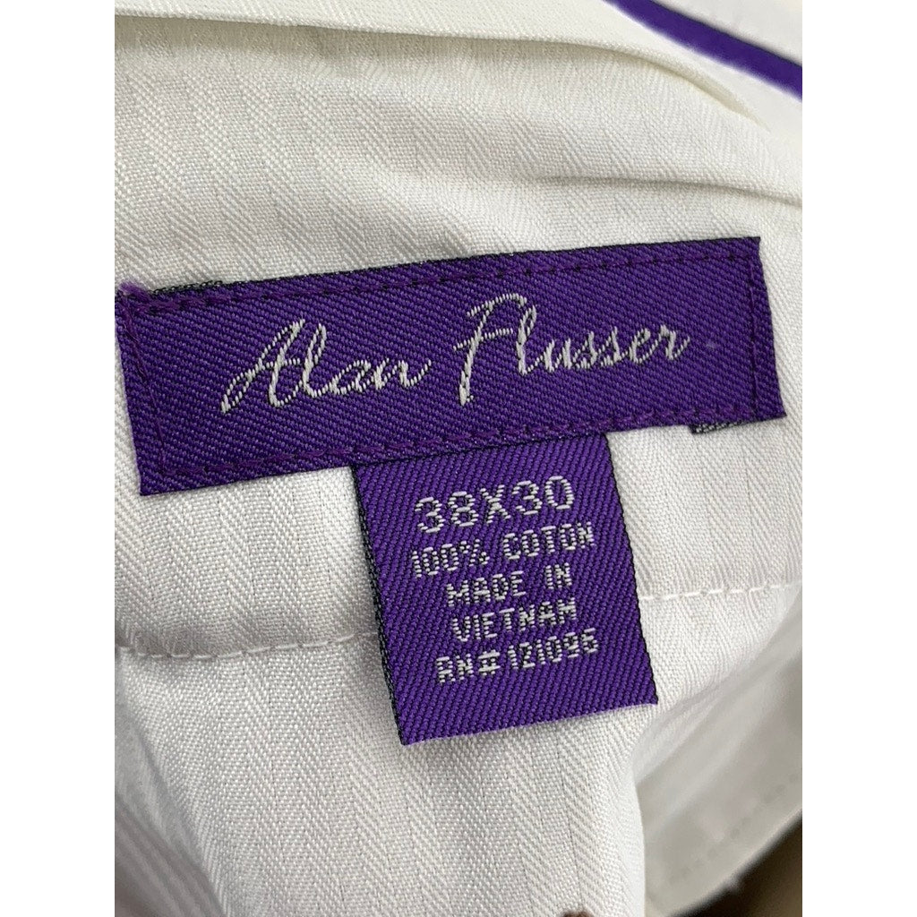 ALAN FLUSSER Men's Tan Solid Regular-Fit Straight Leg Pants SZ 38X30