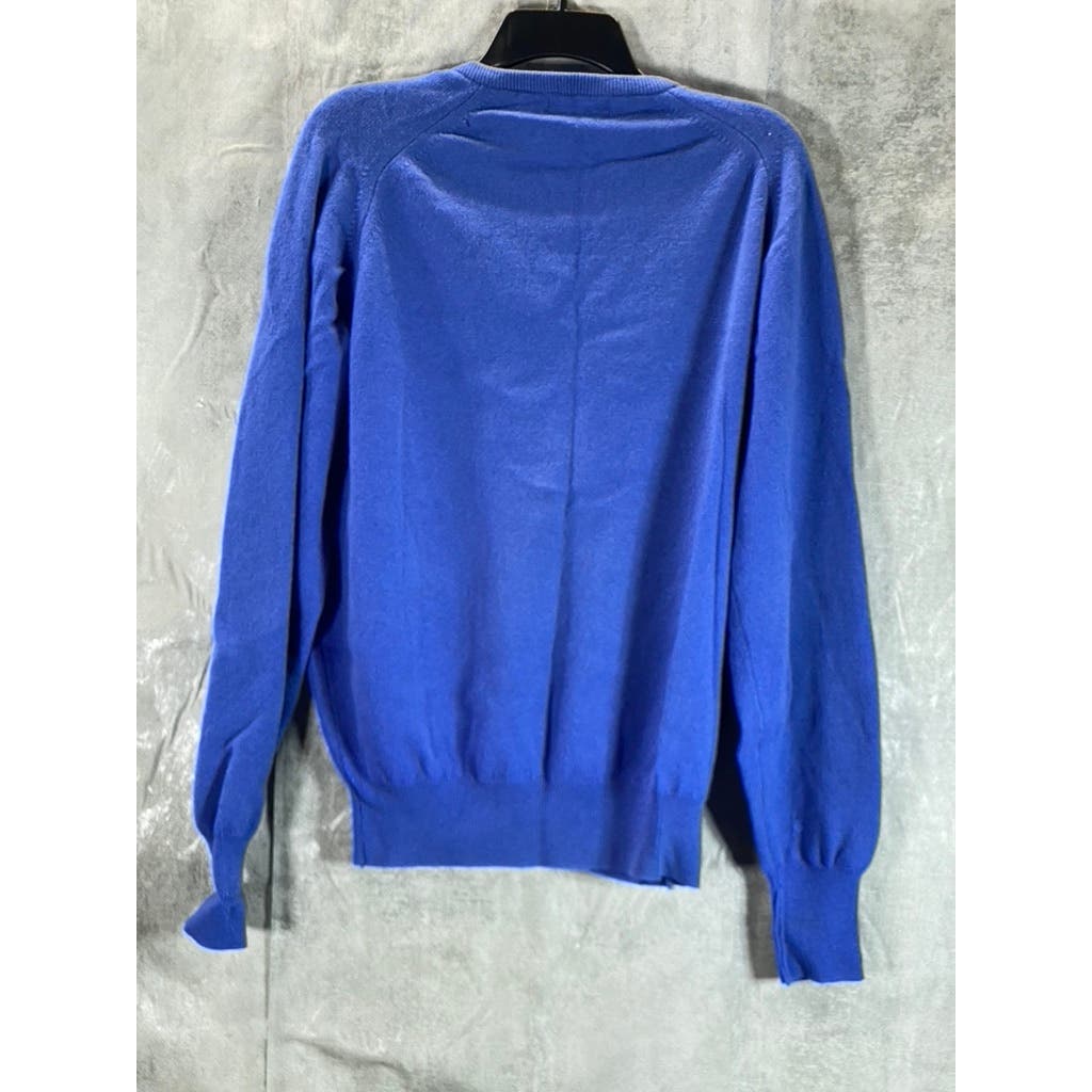 LANDS' END Men's Tall Royal Blue V-Neck Lambswool Pullover Sweater SZ L/T