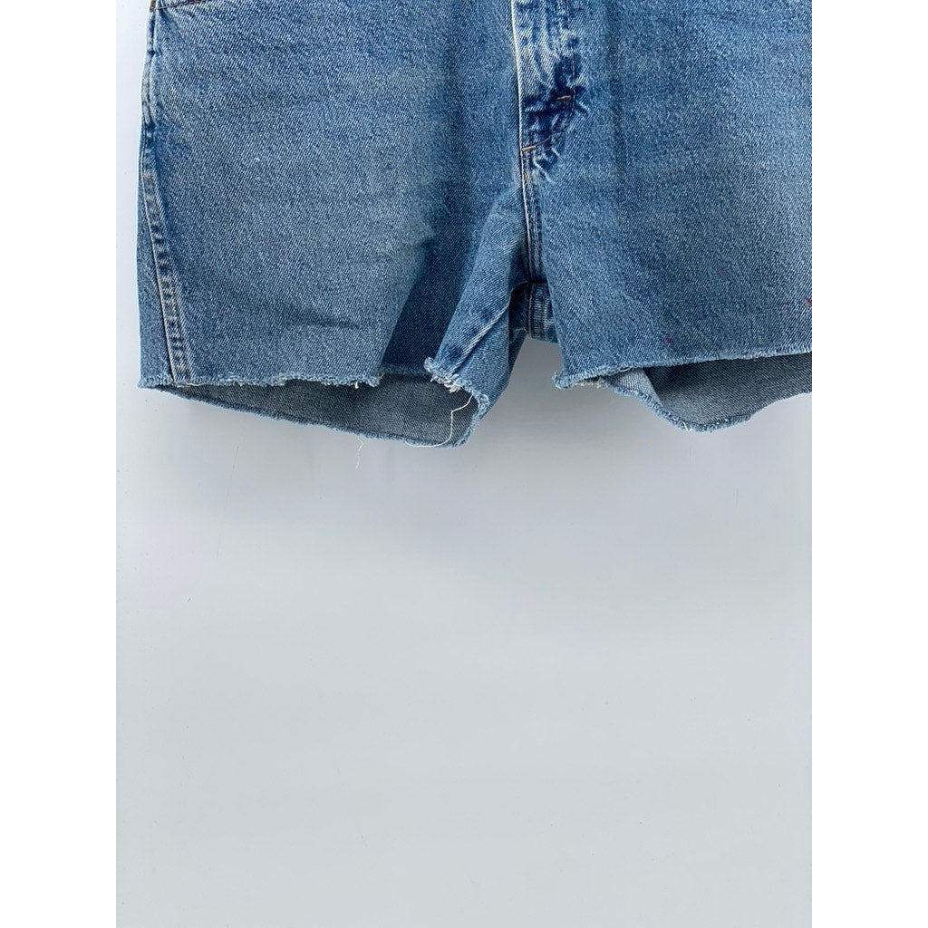 WRANGLER Women's Medium Wash Blue Cutoff Regular-Fit Shorts SZ 34