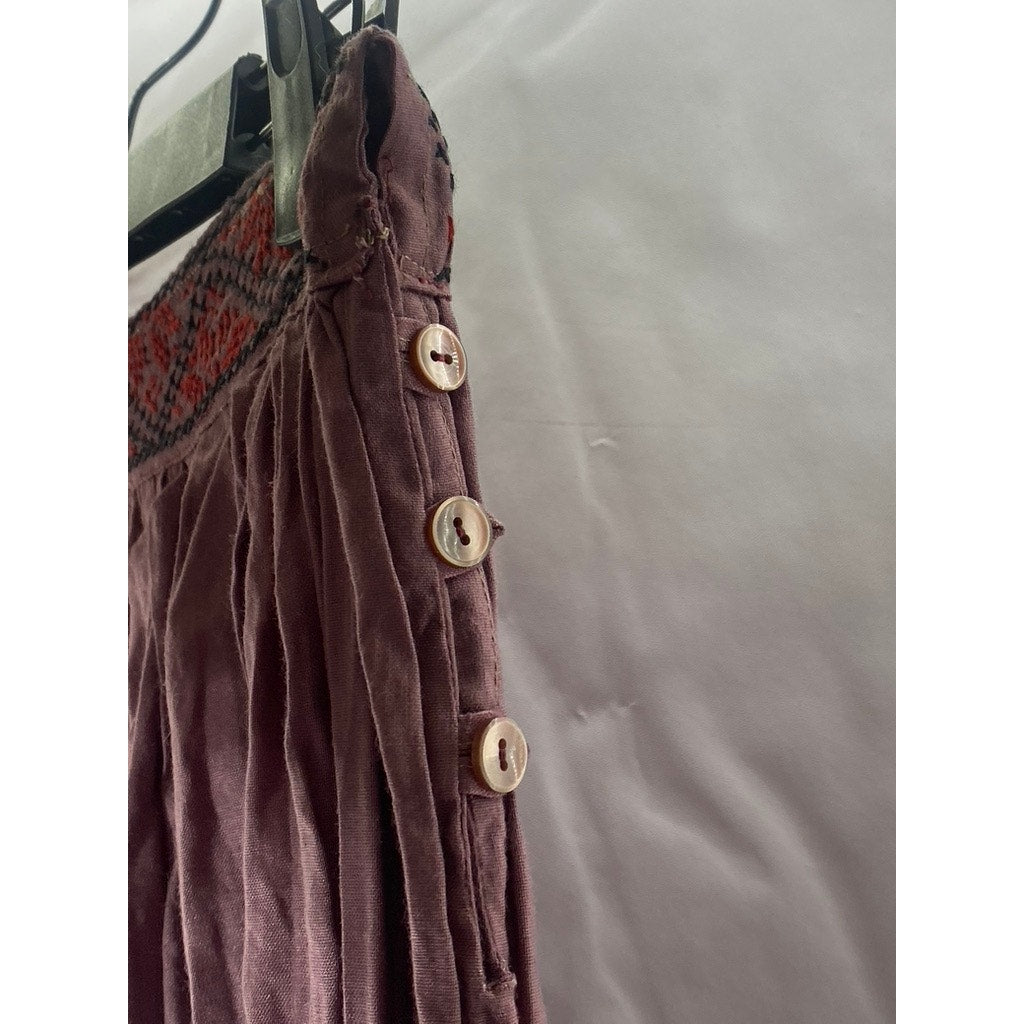UNBRANDED Women's Rusty Pink Embroidered Side-Button Harem Pant SZ M