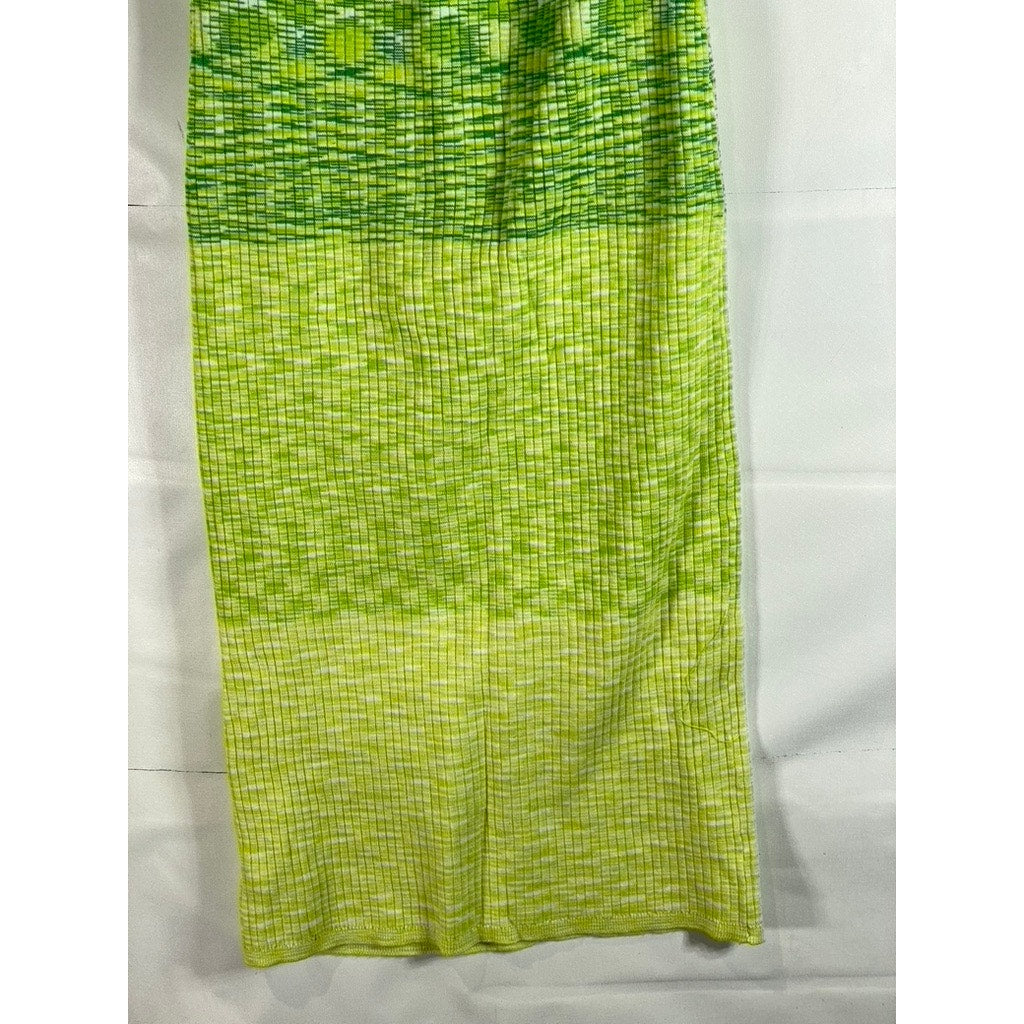 FUTURE COLLECTIVE Women's Green Ombre Knit Halter Open-Back Midi Dress SZ M