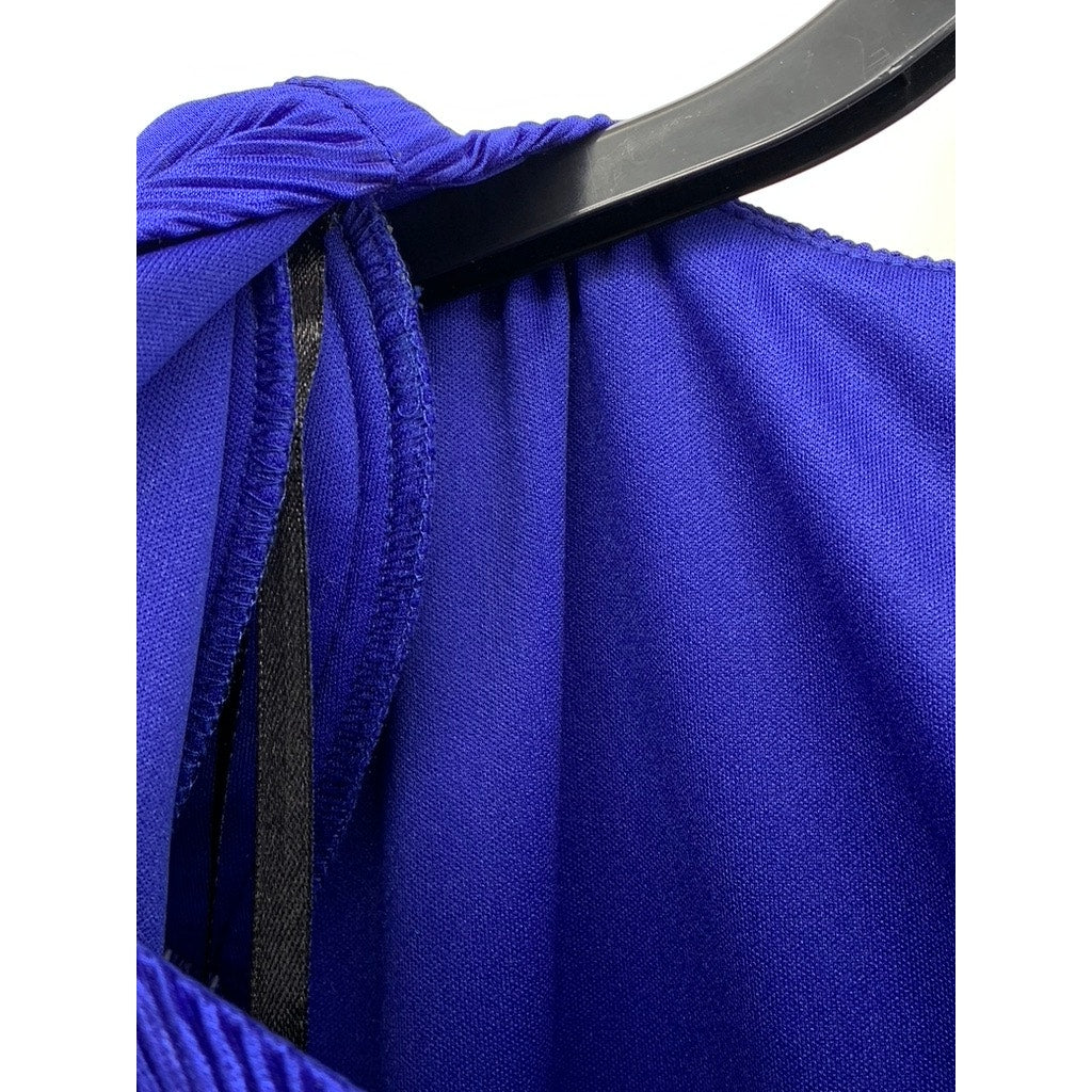 CONNECTED Women's Petite Dark Blue Pleated Tiered Dress SZ 14P