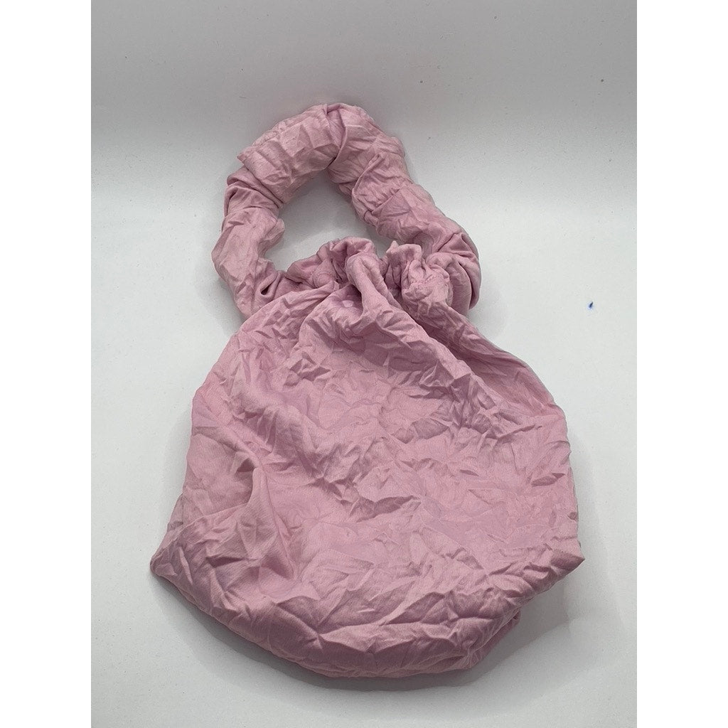 UNBRANDED Women’s Light Pink Ruched Gathered Faux-Suede Handbag SZ OS