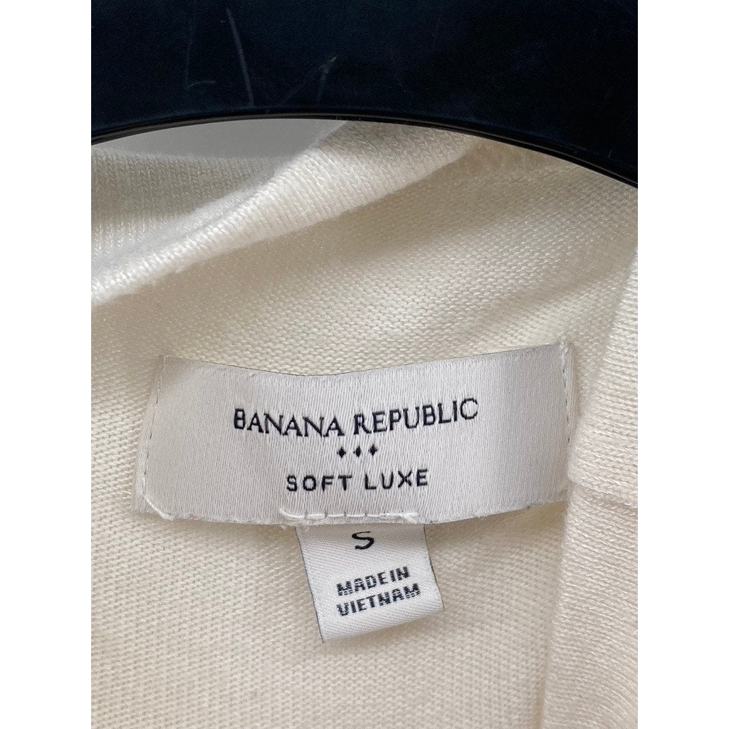 BANANA REPUBLIC Women's Cream Soft Luxe Mock-Neck Short Elbow Sleeve Top SZ S