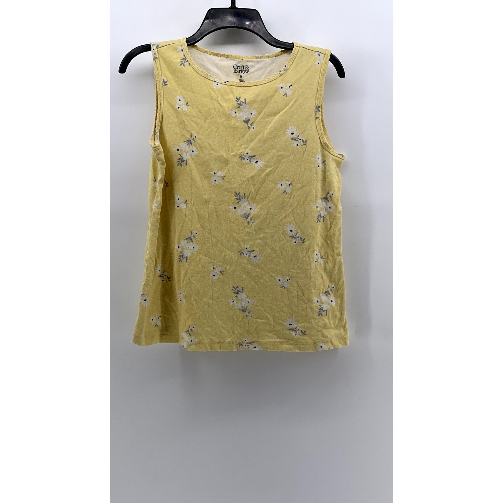 CROFT & BARROW Women's Yellow Floral Print Crewneck Tank Top SZ M