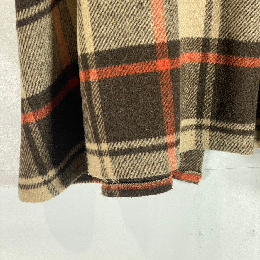 COCO + CARMEN Women's Hooded Brown Plaid Toggle Poncho Ruana OS