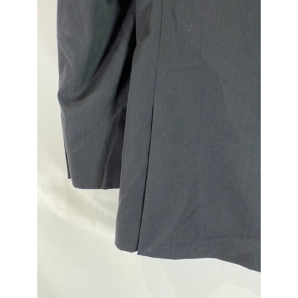 EGARA Men's Black Skinny-Fit Ribbed Two-Button Wool-Blend Long Blazer SZ 38L