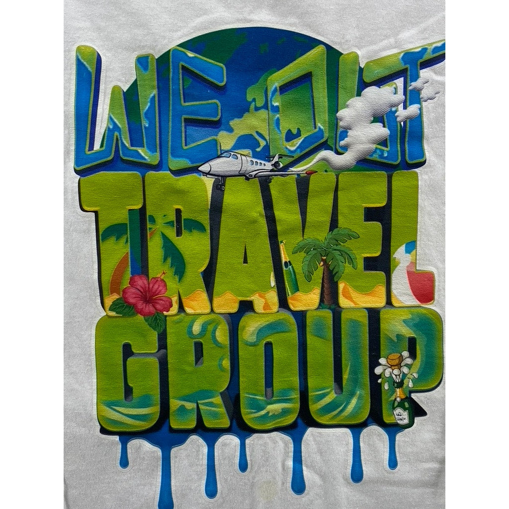 PORT & COMPANY Women's We Out Travel Group Graffiti Crewneck Casual T-Shirt SZ S