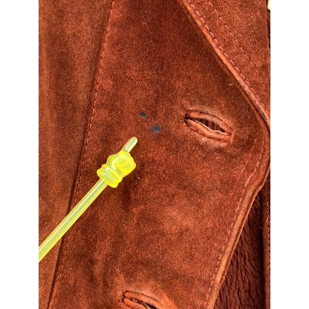 BERMAN'S THE LEATHER EXPERTS Women's Cognac Vintage Leather Belted Jacket SZ 14