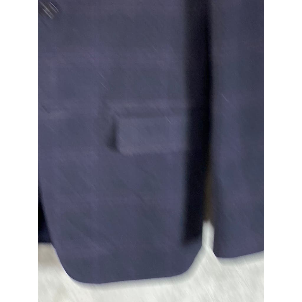 TOMMY HILFIGER Men's Navy Windowpane Two-Button Modern-Fit Sport Coat SZ 38R