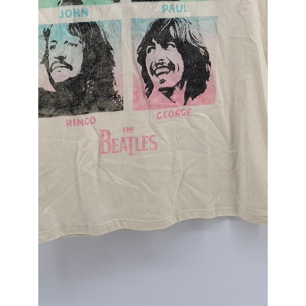 THE BEATLES Men's Beige Graphic Crewneck Short Sleeve T-Shirt SZ L