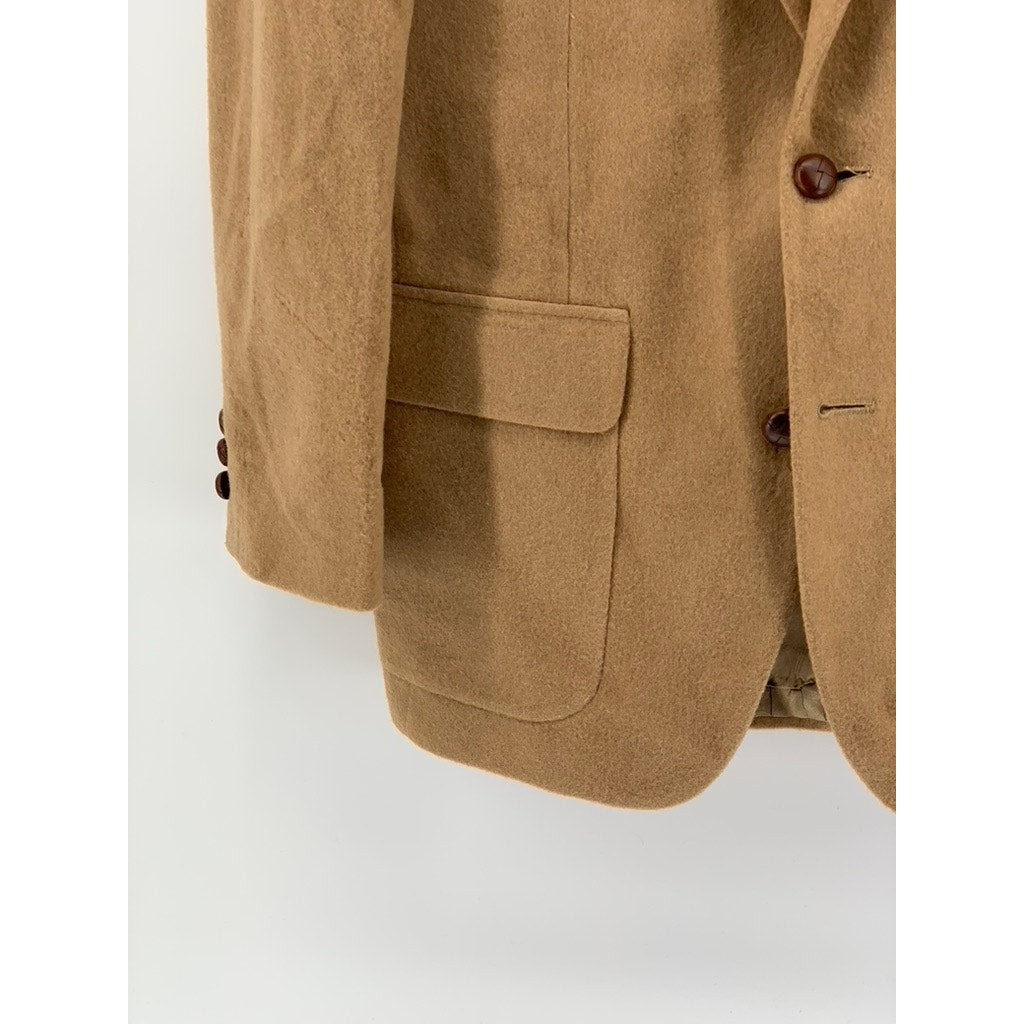 GLENSHIRE Men's Tan Wool Textured Two-Button Blazer SZ 38R
