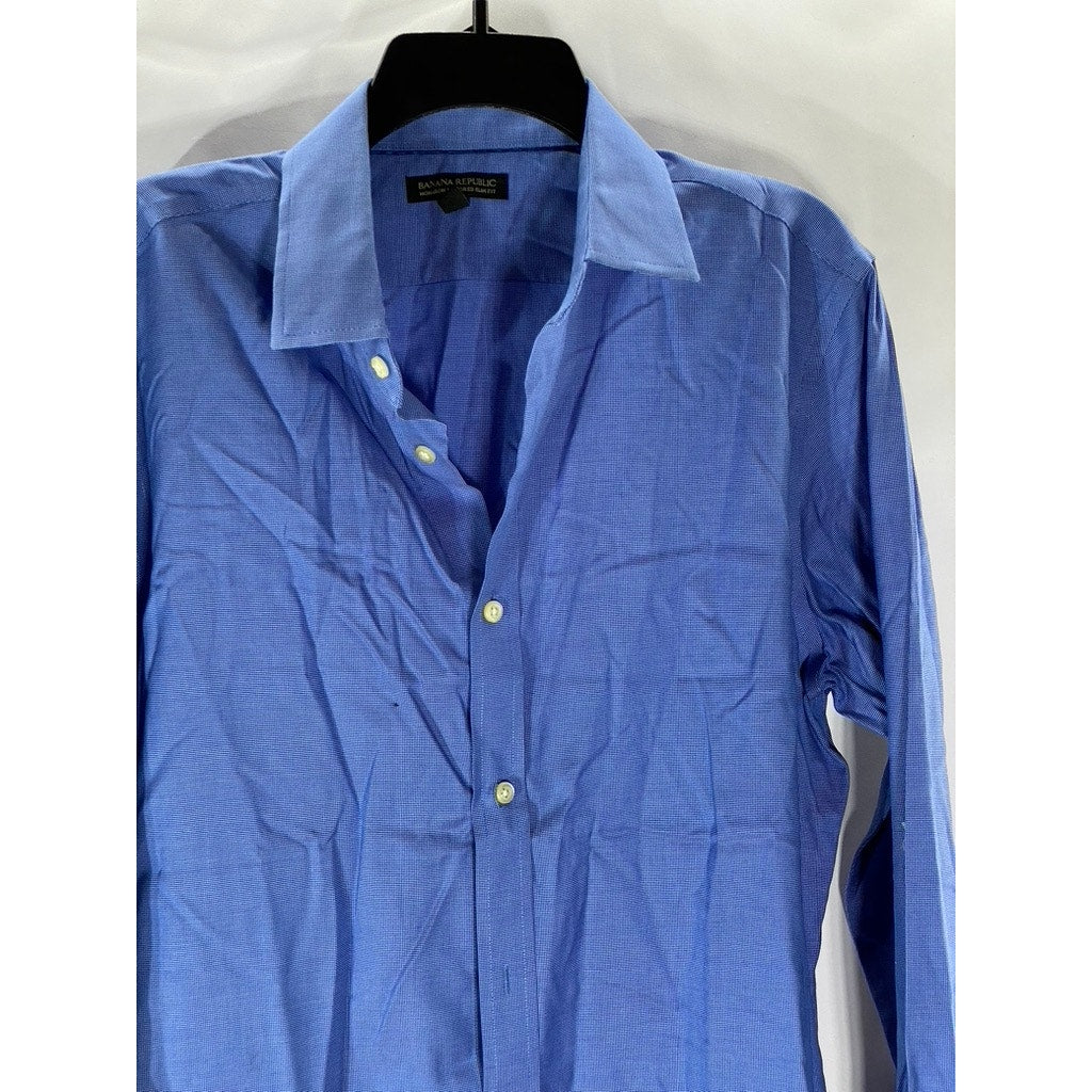 BANANA REPUBLIC Men's Blue Tailored Slim-Fit Button-Up Long Sleeve Shirt SZ L