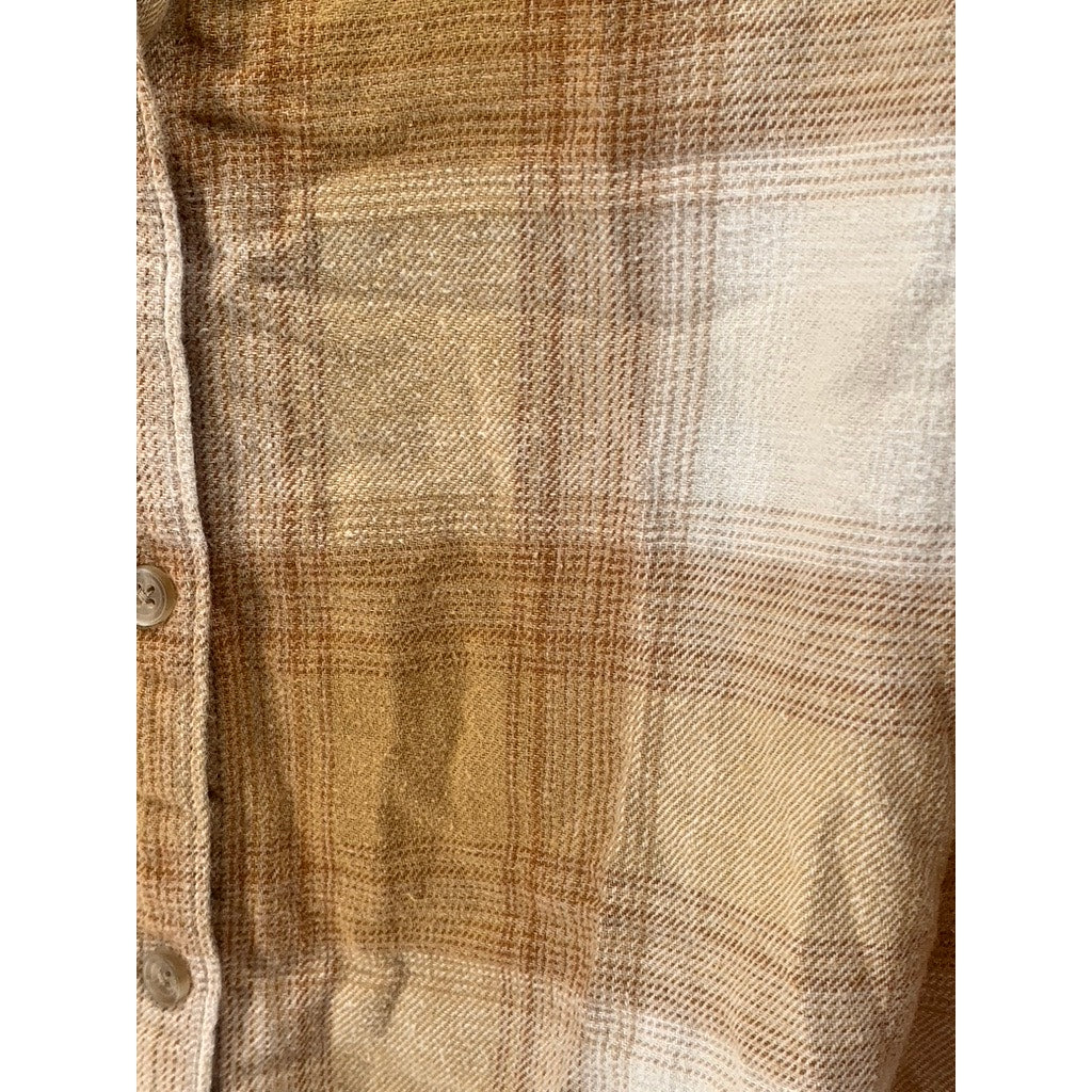 OLD NAVY Women's Tall Tan Flannel The Boyfriend Button-Up Top SZ 2XL