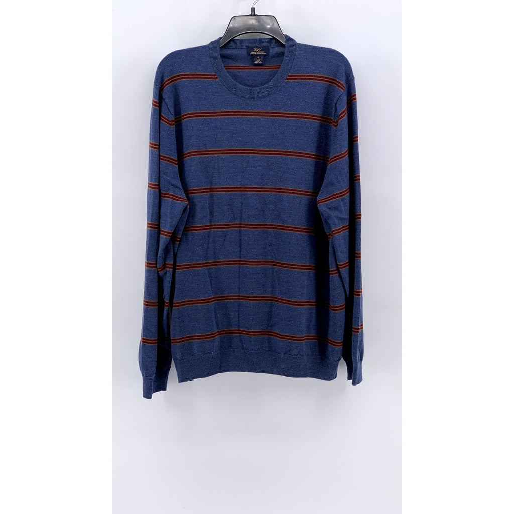 BROOKS BROTHERS 346 Men's Vintage Blue-Red Striped Merino Wool Sweater SZ XL