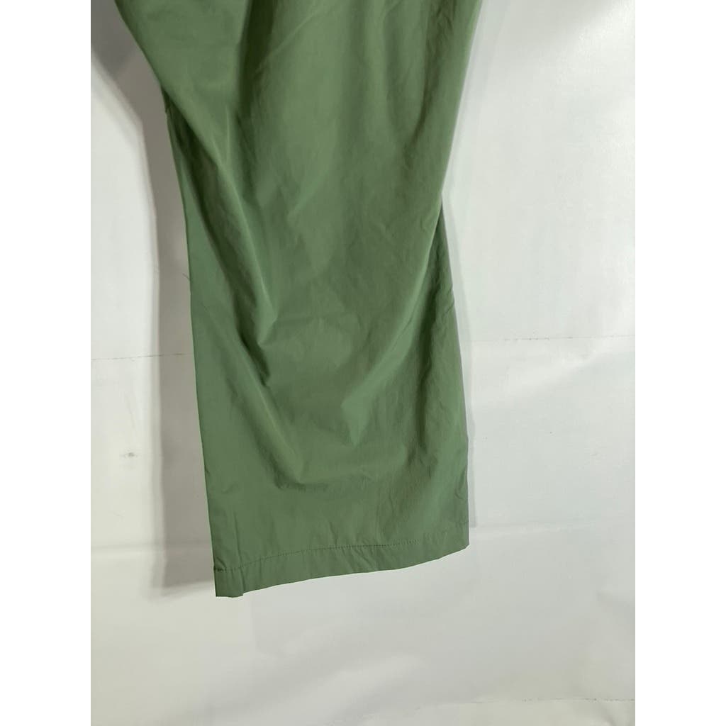 ULLA POPKEN Women's Plus Size Green Stretch Slant Zipper-Pockets Capri Pant SZ20