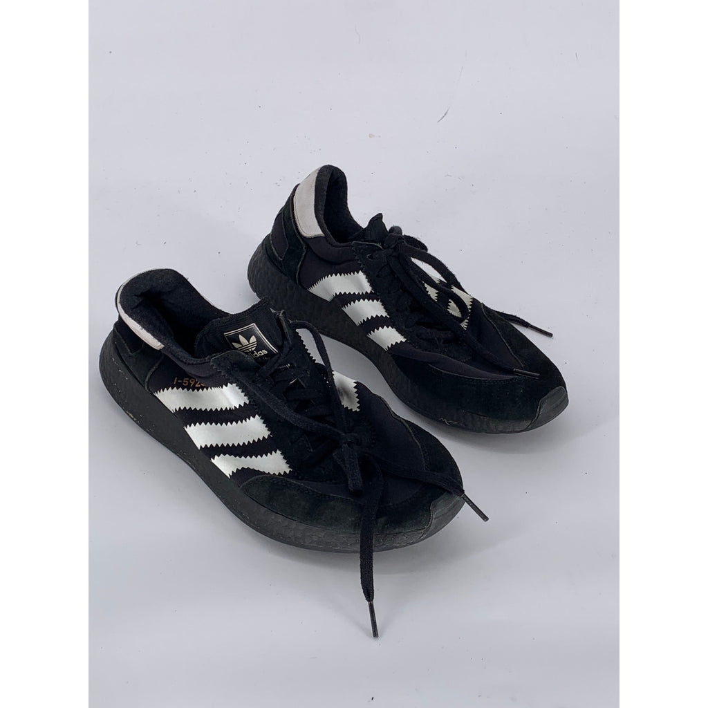 ADIDAS Men's Black-White I-5923 Black Boost Lace-Up Active Sneakers SZ 10.5