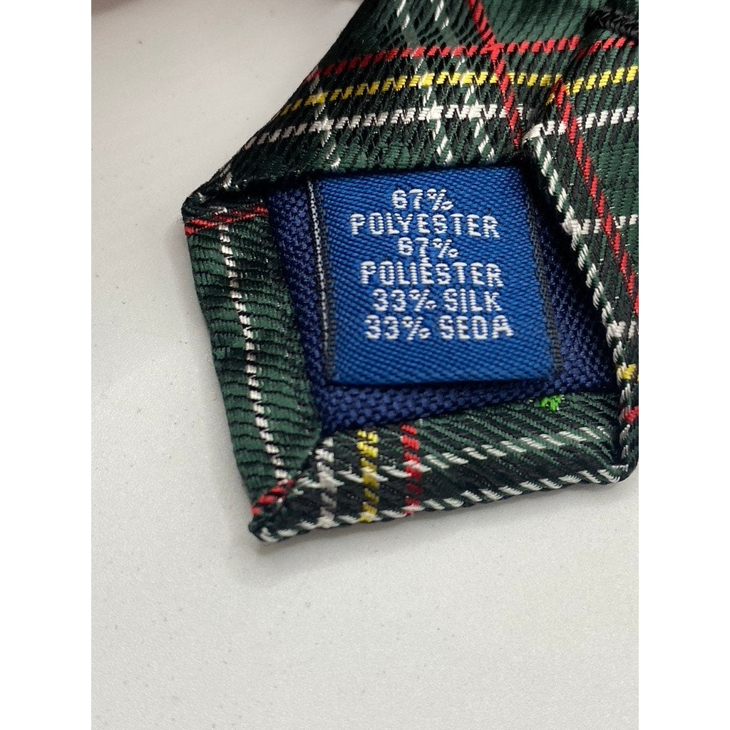 SADDLEBRED Men’s Green-Red Plaid Christmas Tree Tie SZ OS