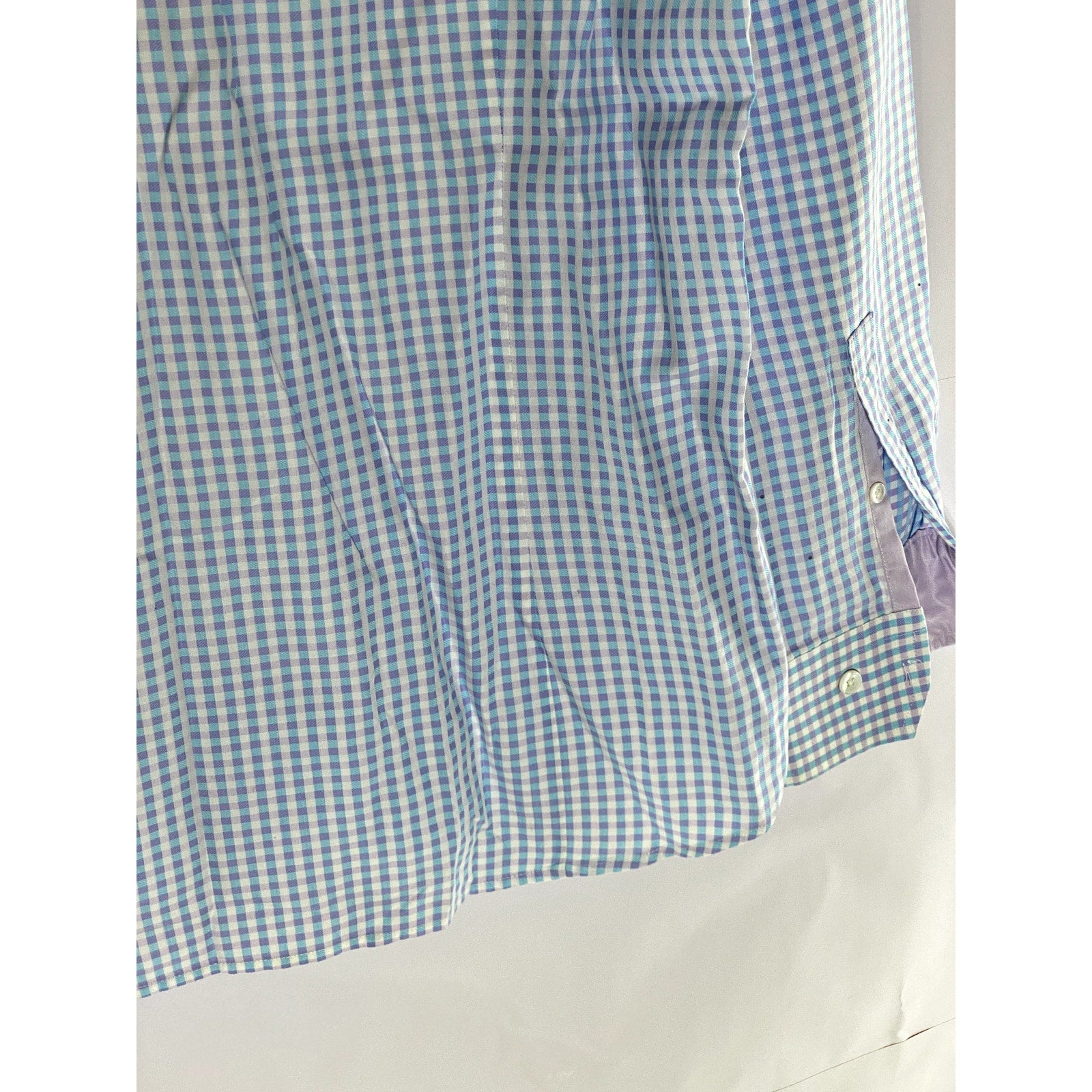 SABA Men's Light Blue/Purple Gingham Print Regular Fit Button-Up Shirt SZ M