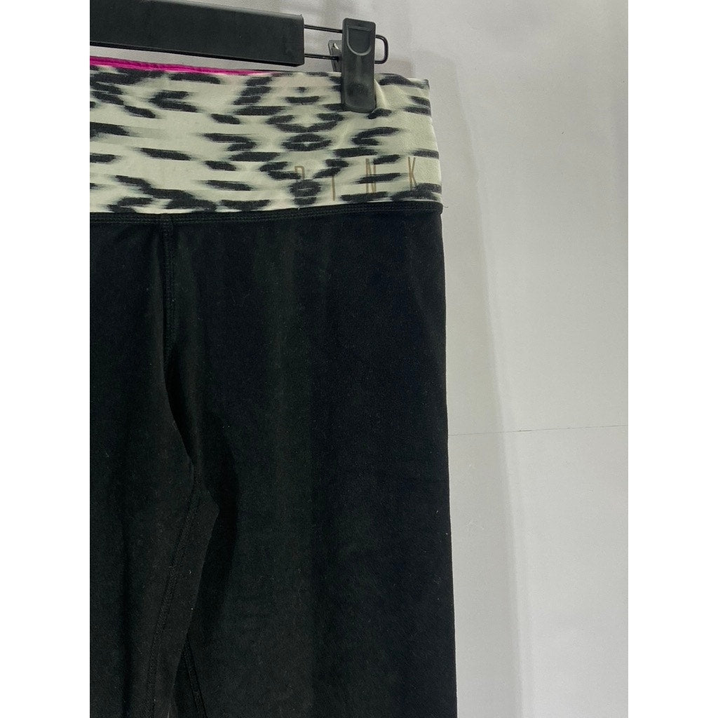PINK By Victoria Secret Women's Black-White Banded Waist Pull-On Leggings SZ S