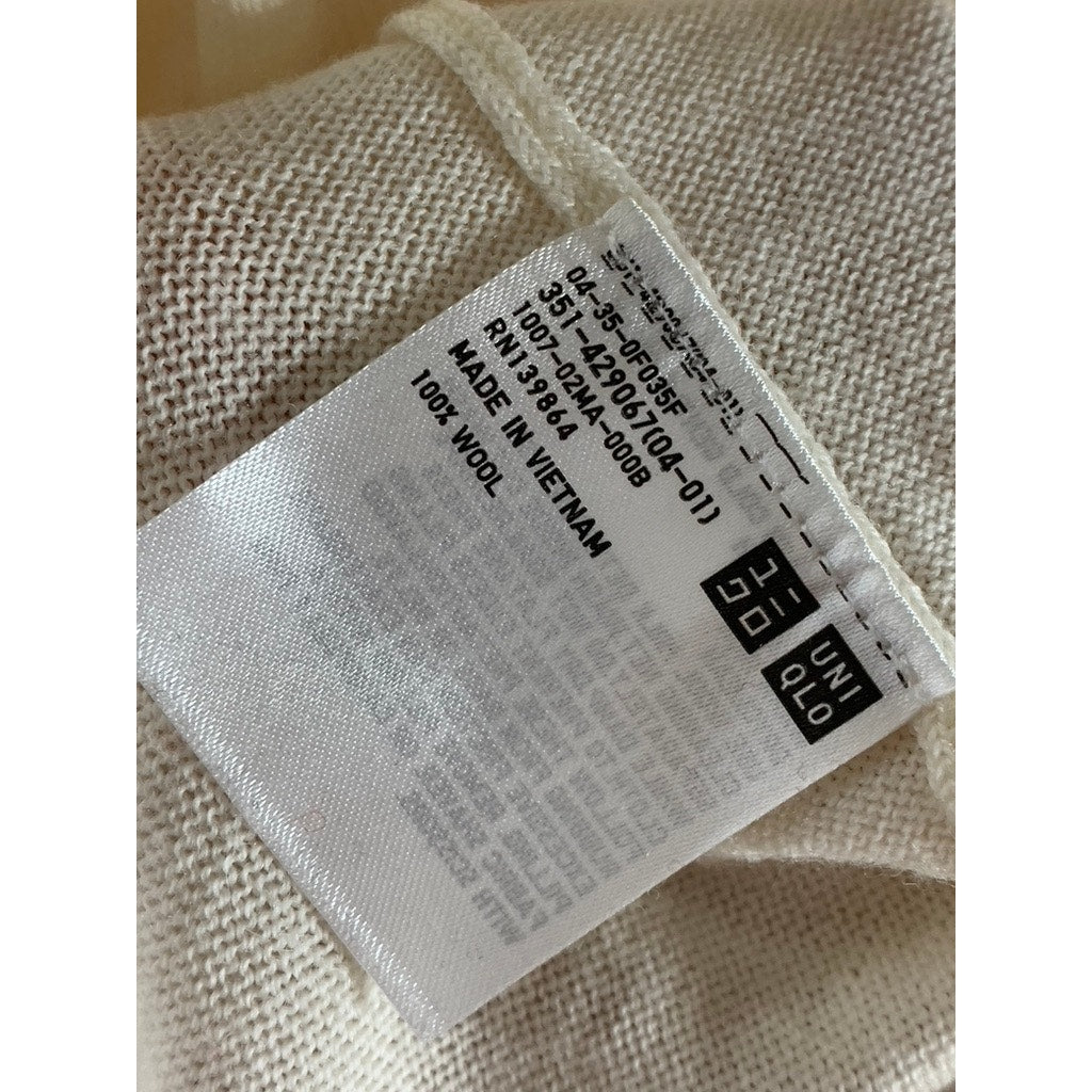 UNIQLO Men's Beige Wool Knit Long Sleeve Pullover Turtleneck Sweater SZ 2XL