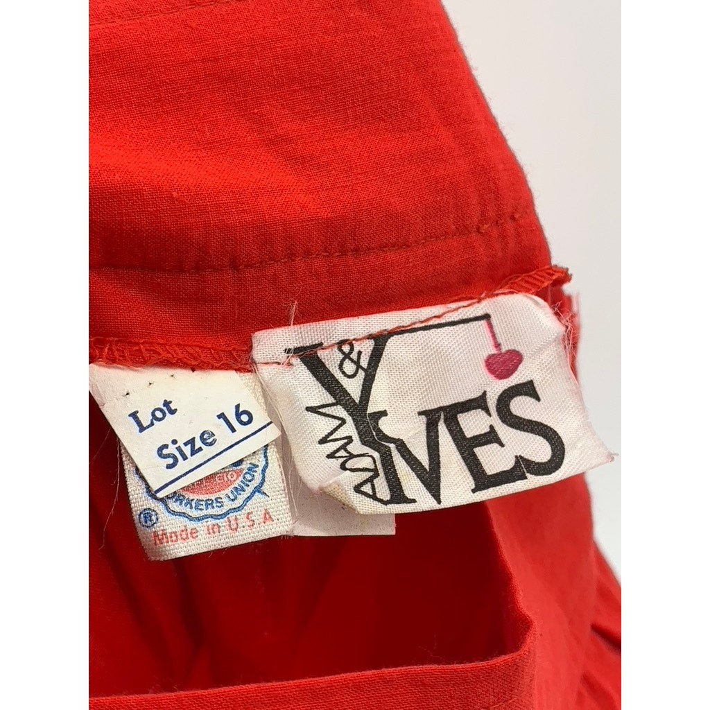 ADAM YVES Women's Vintage Red Side-Closure A-Line Midi Skirt SZ 16
