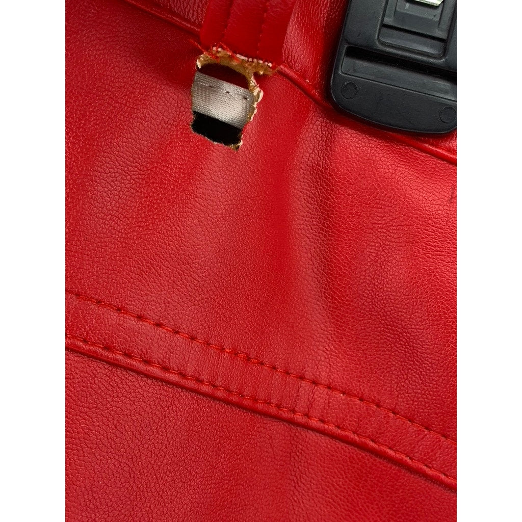 FASHION Men's Red Faux-Leather Standard Fit Slim-Leg Pants SZ 40