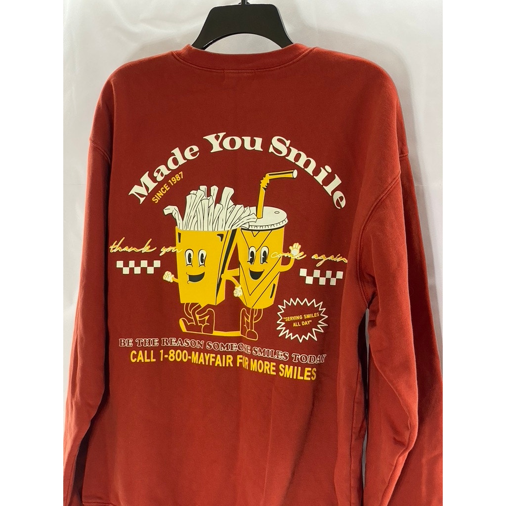 THE MAYFAIR GROUP Unisex Rust Red French Fries "Made you Look" Sweatshirt SZ S/M