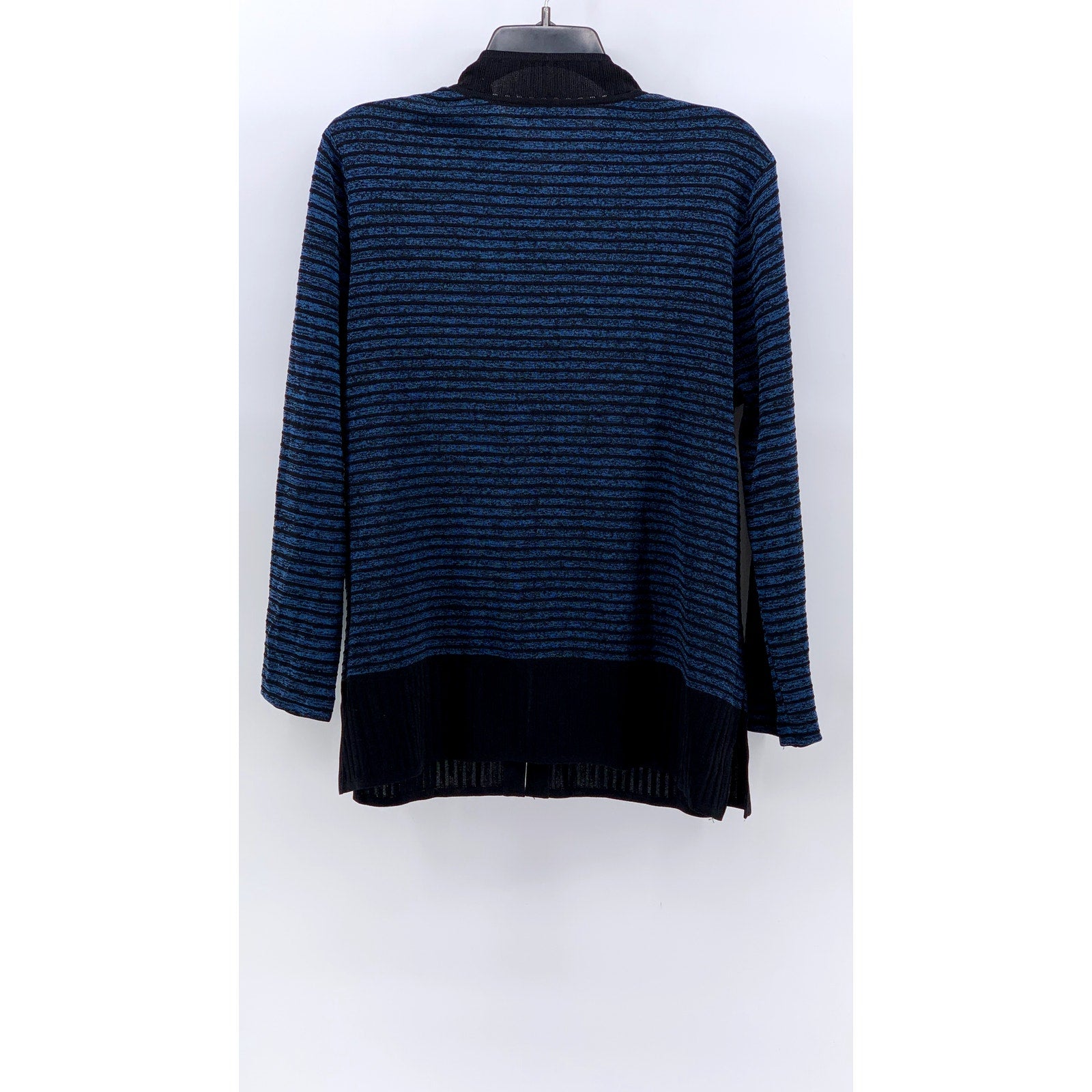 EXCLUSIVELY MISOOK Women's Vintage Blue-Black Striped Zip-Up Cardigan SZ L