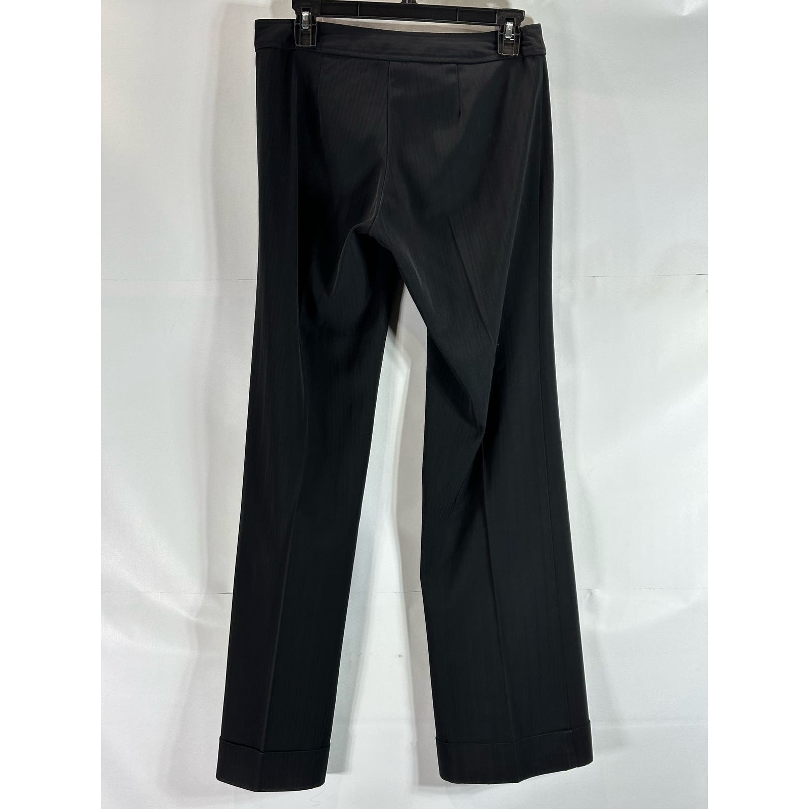 TRINA TURK Women's Black Pinstripe Cuffed Wide-Leg Pants SZ 4