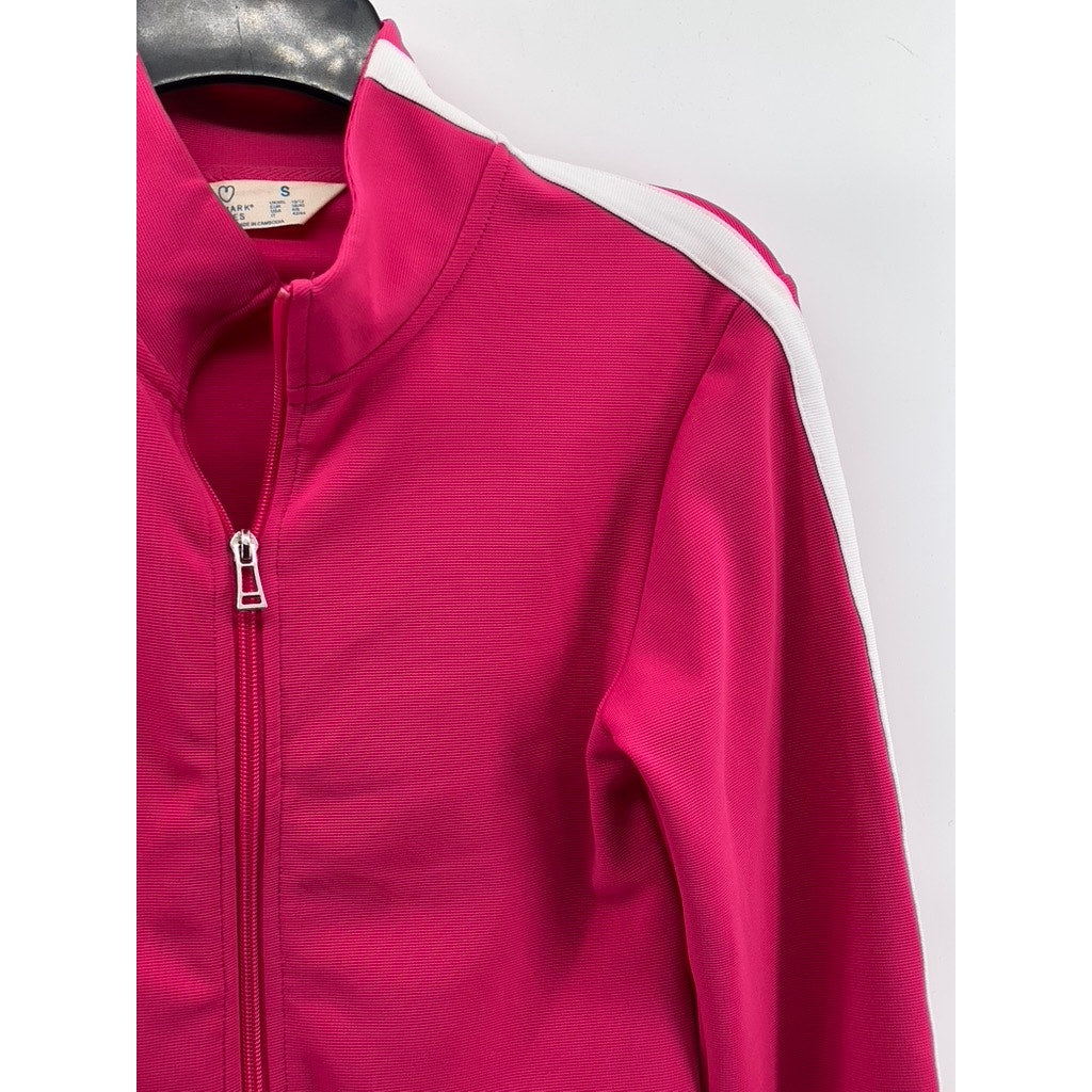 PRIMARK CARES Women's Pink-White Striped Long Sleeve Zip-Up Track Jacket SZ S