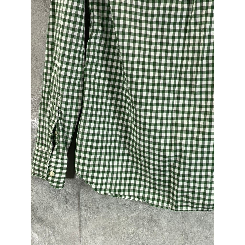 J.CREW Men's Green Gingham Secret Wash Cotton Slim-Fit Button-Up Shirt SZ M