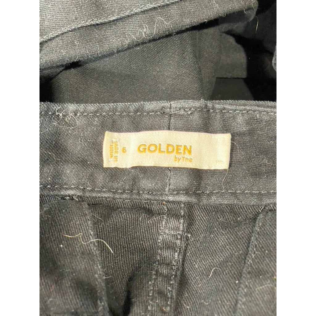 ARITZIA GOLDEN BY TNA Women's Black/Blue Floral Embroidered Cargo Pants SZ 6