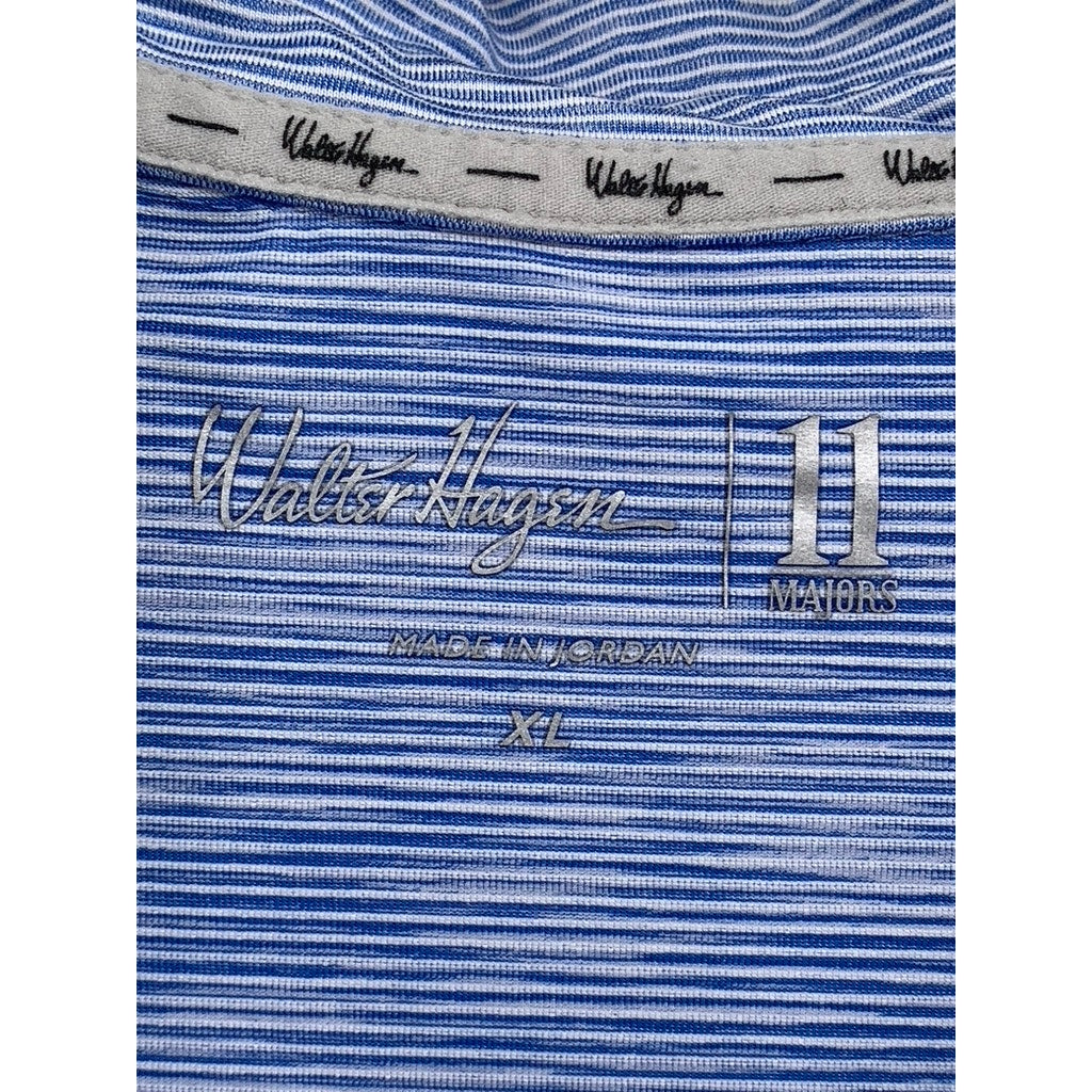 WALTER HAGEN Men's Blue Micro Striped Short Sleeve Golf Shirt SZ XL