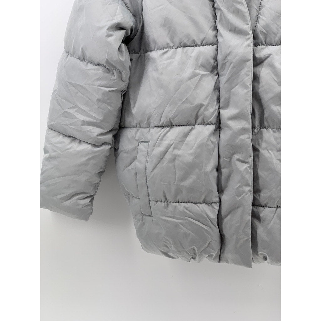 OLD NAVY Girls' Gray Zip-Up Puffer Hooded Jacket SZ XL