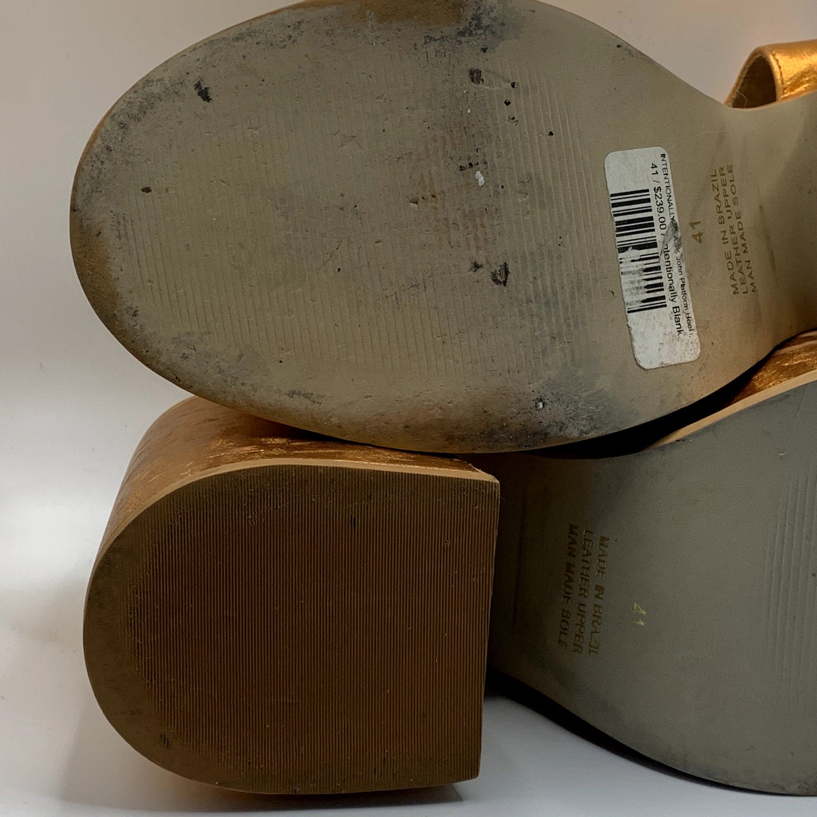 INTENTIONALLY Women's Orange Metallic John Platform Block-Heel Heels SZ 10.5