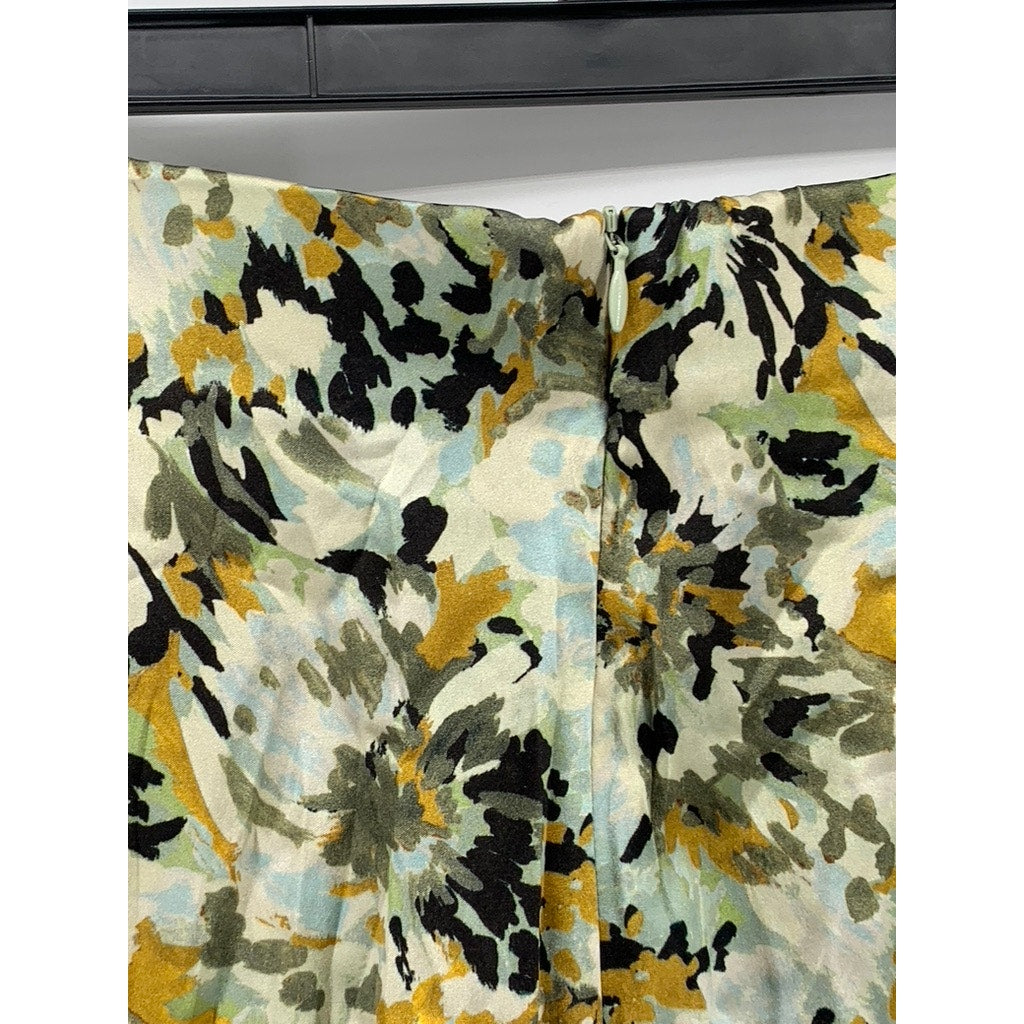 SILVIA TCHERASSI Women's Green Camo Print Silk-Blend Pants SZ S
