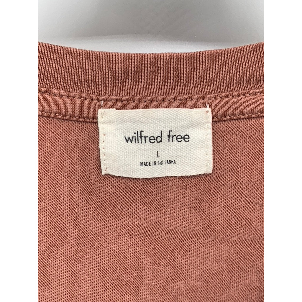 WILFRED FREE Women's Rust Solid Crewneck Short Sleeve Cropped Top SZ L